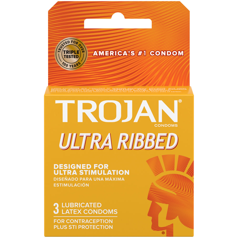 Trojan Ribbed Lubricated (3ct) | 22600940500 | Discreet Personal Wellness