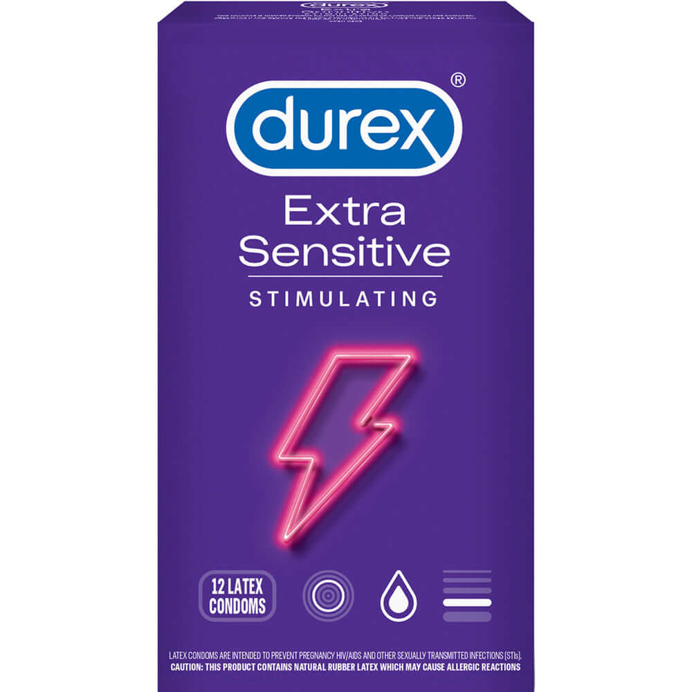 Durex Extra Sensitive Stimulating Condoms 12 Ct | 67981160475 | Discreet Personal Wellness