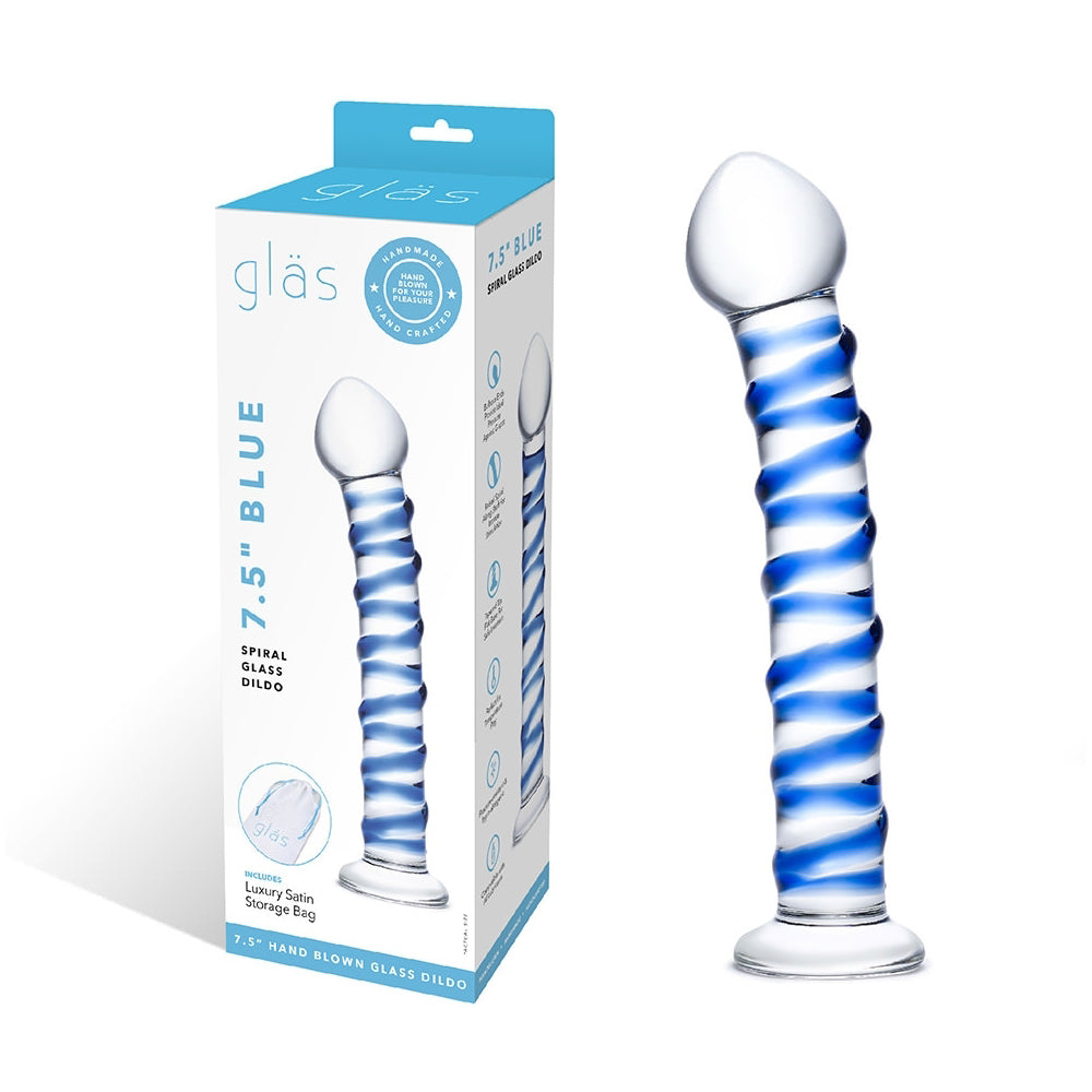 Blue Spiral Glass Dildo | 4890808063392 | Discreet Personal Wellness