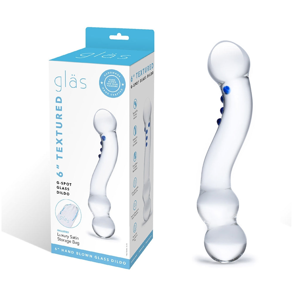 6" Curved G-Spot Glass Dildo | 4890808205617 | Discreet Personal Wellness