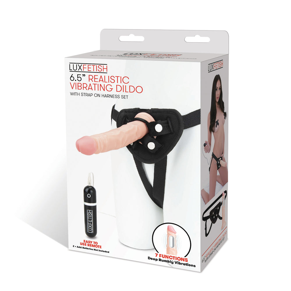 6.5" Realistic Vibrating Dildo & Strap-On Harness Set | 4890808233740 | Discreet Personal Wellness