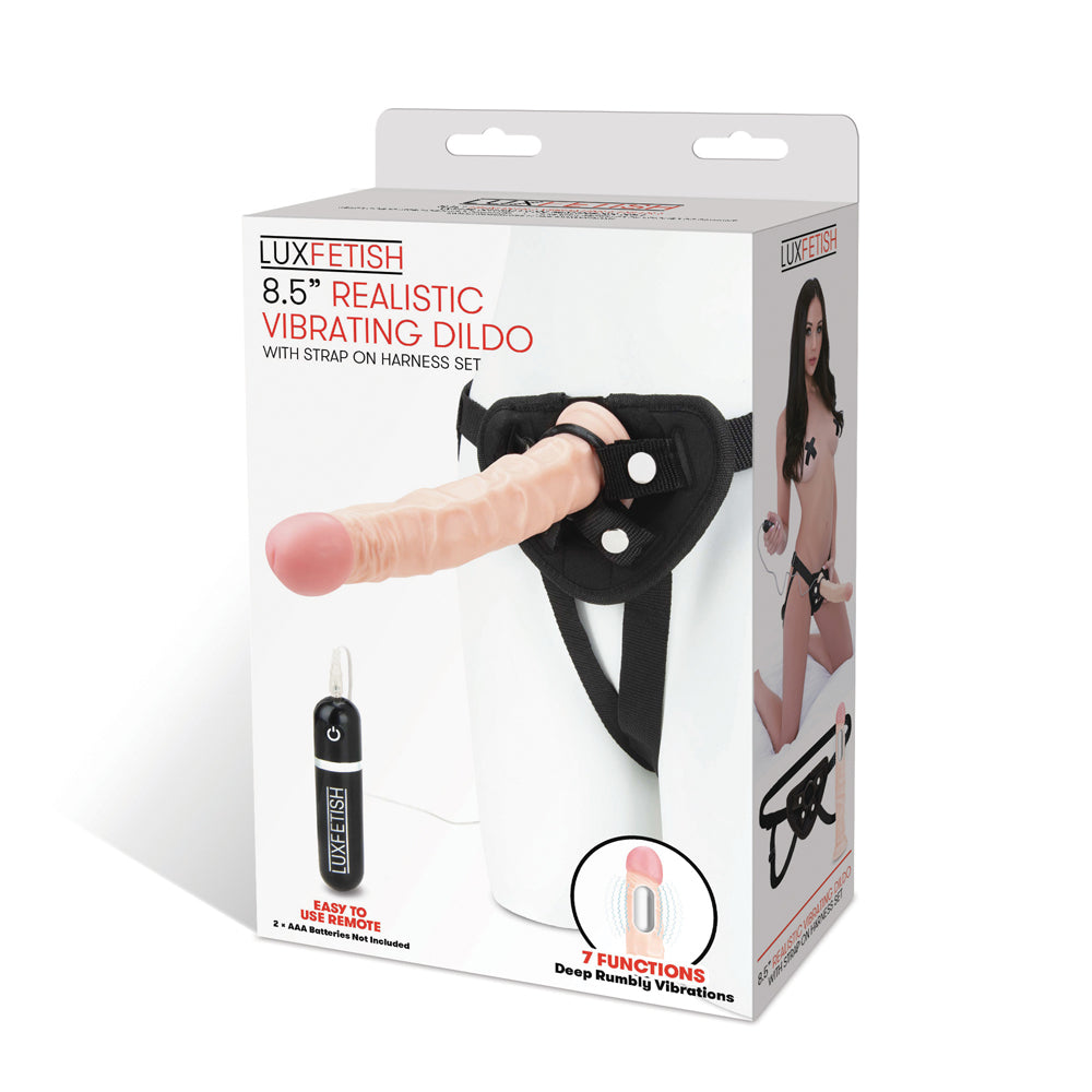 8.5" Realistic Vibrating Dildo & Strap-On Harness Set | 4890808233757 | Discreet Personal Wellness