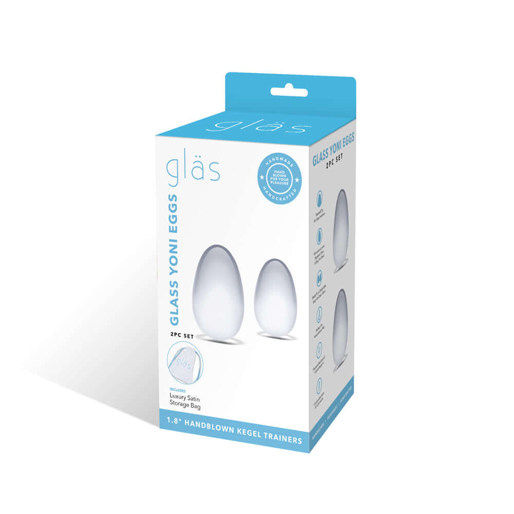 2Pc Glass Yoni Eggs Set Clear | 4890808238615 | Discreet Personal Wellness
