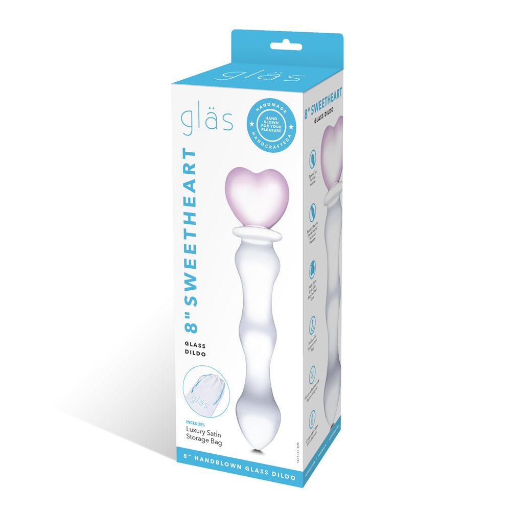 8" Sweetheart Glass Dildo Pink | 4890808238639 | Discreet Personal Wellness