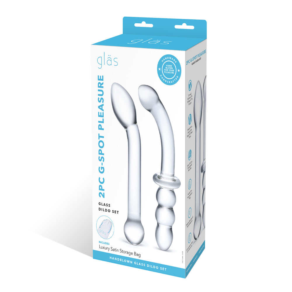 2Pc G-Spot Pleausre Glass Dildo Set Clear | 4890808238653 | Discreet Personal Wellness