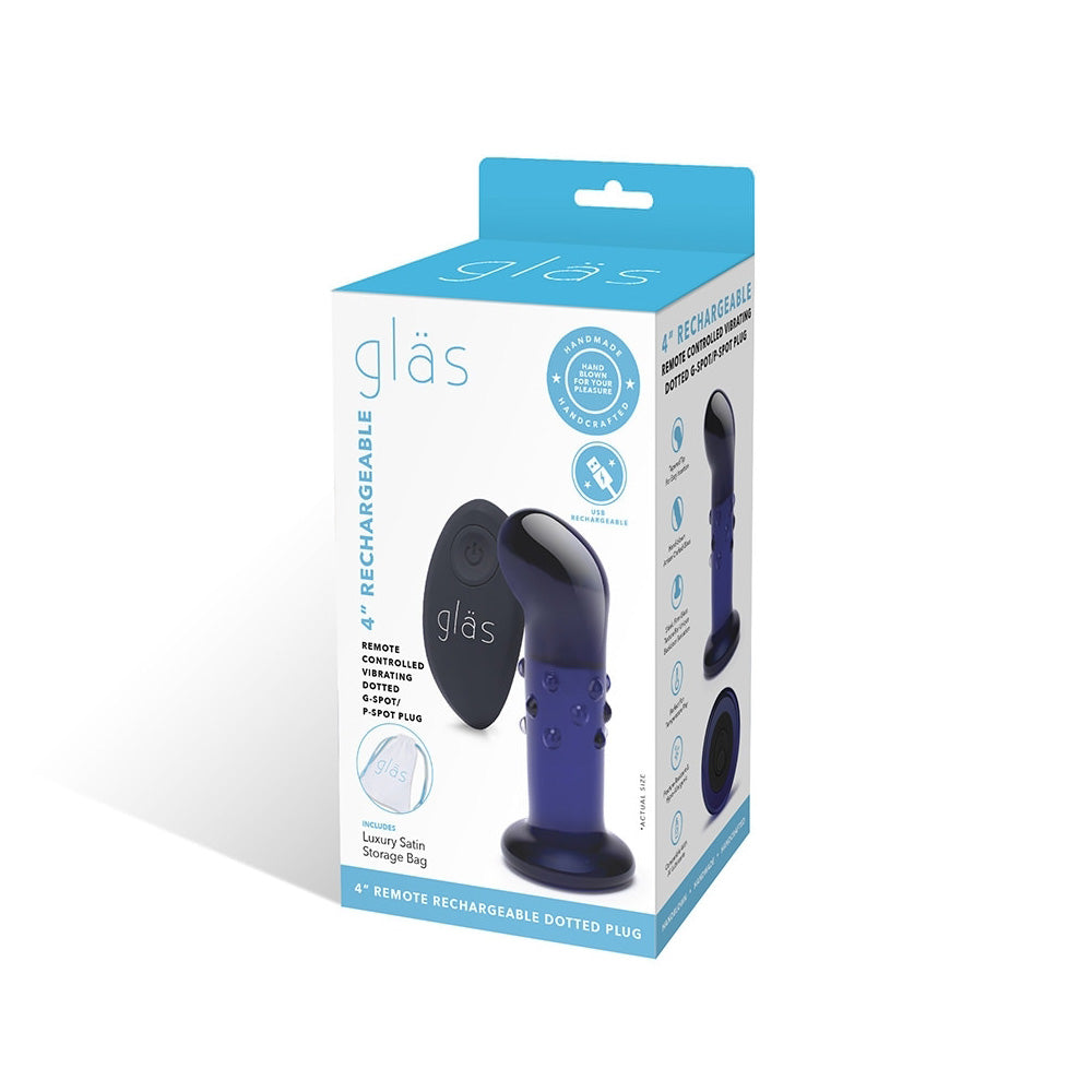 Glas 4" Rechargeable Remote Controlled Vibrating Dotted G-Spot/P-Spot Plug | 4890808250563 | Discreet Personal Wellness