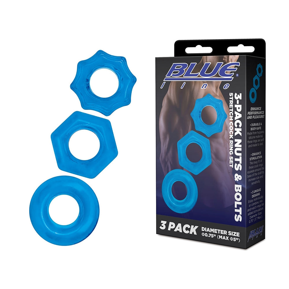 3-Pack Nuts & Bolts Stretch Penis Ring Set | 4890808264638 | Discreet Personal Wellness