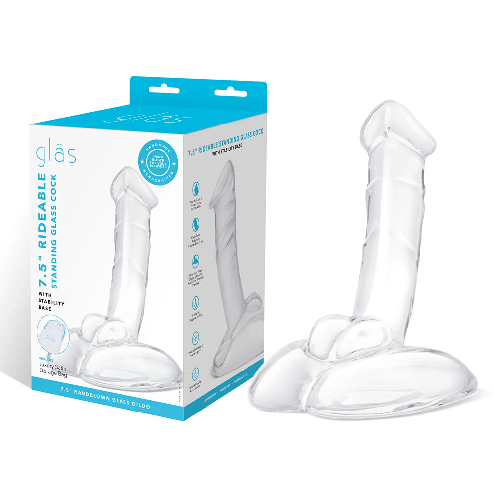 Glas 7.5" Rideable Standing Glass Penis With Stability Base | 4890808283059 | Discreet Personal Wellness