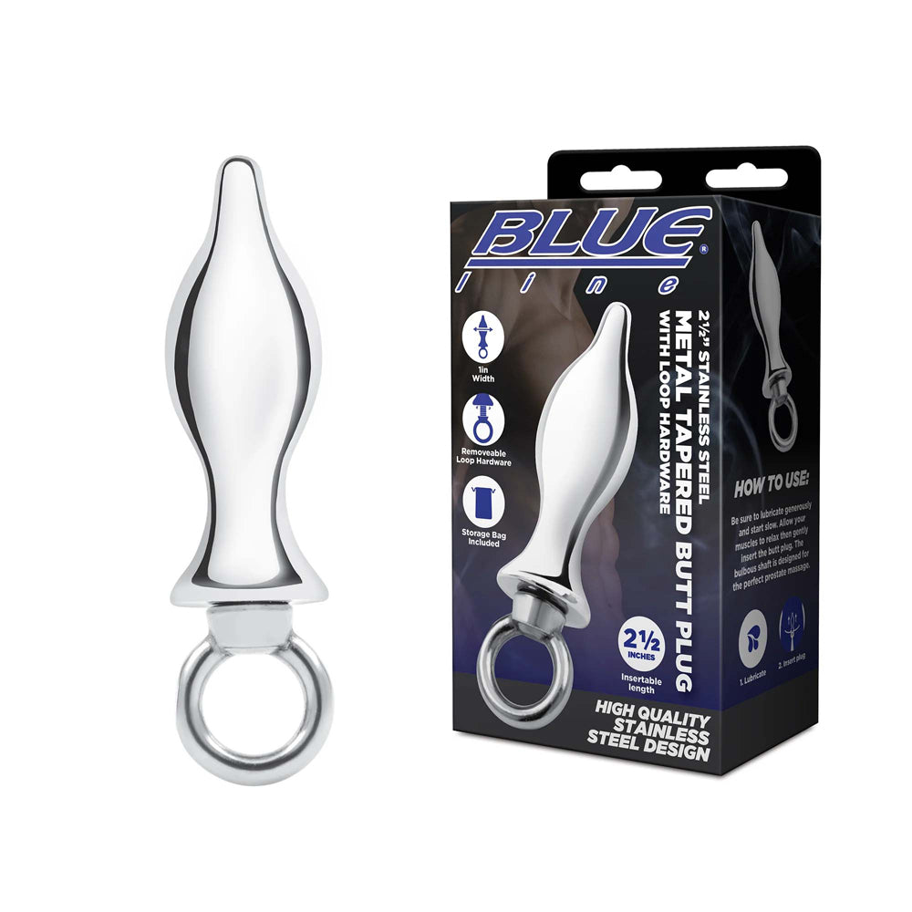 2.5" Stainless Steel Metal Tapered Butt Plug With Loop Hardware | 4890808283264 | Discreet Personal Wellness