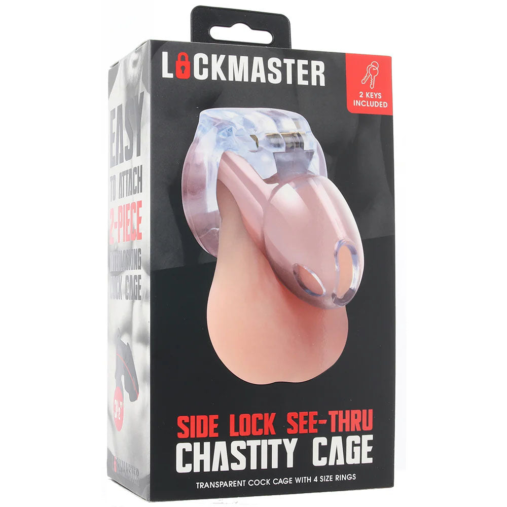 Lockmaster 3.5" Side Lock See Thru Chastity Cage | 4890808285312 | Discreet Personal Wellness