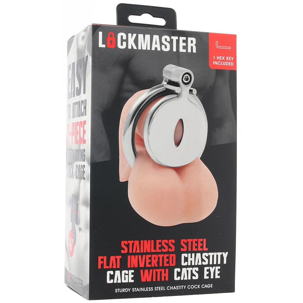 Lockmaster Stainless Steel Flat Inverted Chastity Cage With Cats Eye | 4890808285336 | Discreet Personal Wellness