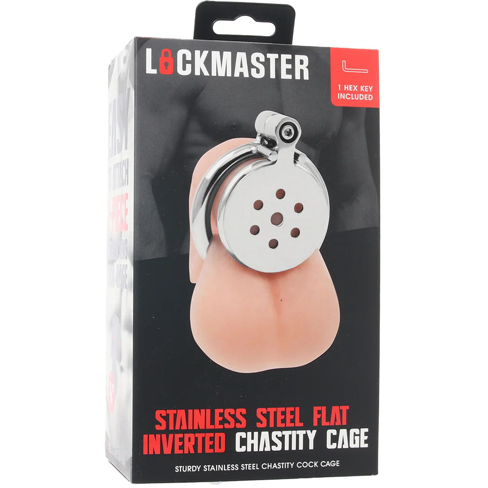 Lockmaster Stainless Steel Flat Inverted Chastity Cage | 4890808285343 | Discreet Personal Wellness