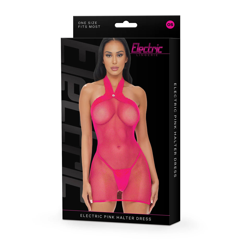 Electric Lingerie Electric Pink Halter Dress O/S | 4890808295137 | Discreet Personal Wellness