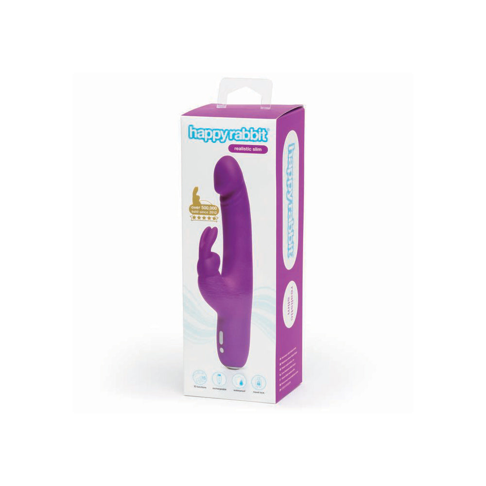 Happy Rabbit Slimline Realistic Purple | 5060020005862 | Discreet Personal Wellness