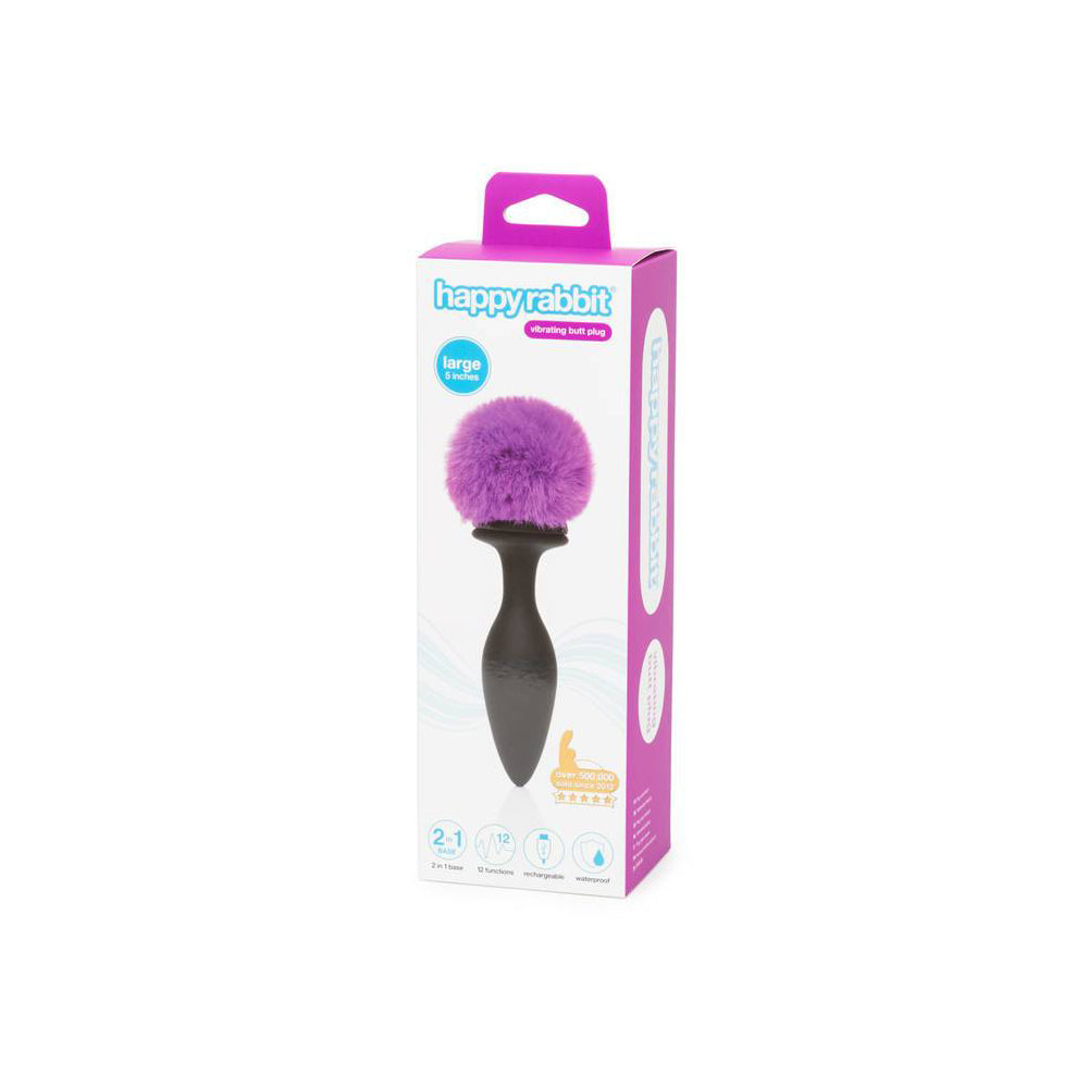 Happy Rabbit Rechargeable Vibrating Butt Plug Large Black/Purple | 5060779232014 | Discreet Personal Wellness