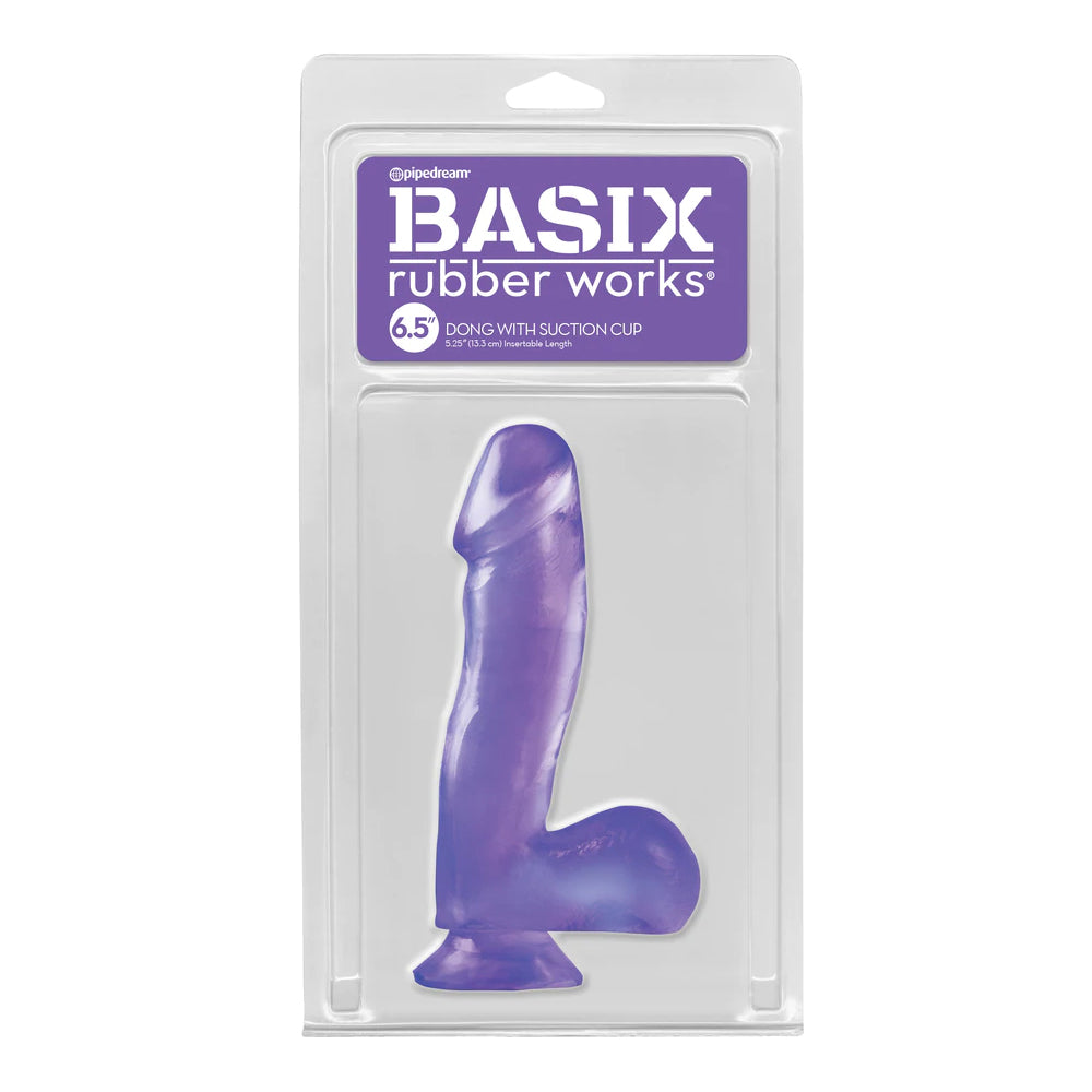 Basix Rubber Works 6.5" Penis with Suction Cup Purple | 603912235500 | Discreet Personal Wellness
