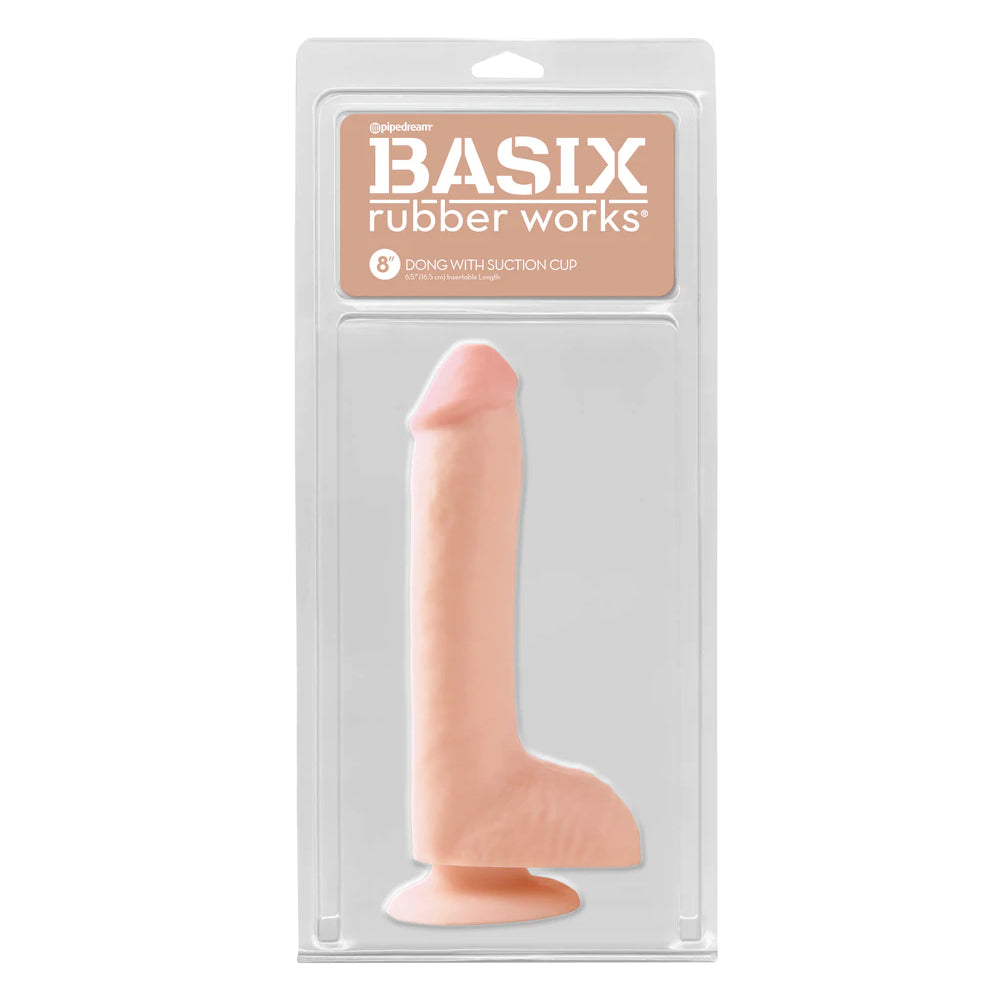 Basix Rubber Works 8" Penis with Suction Cup Flesh | 603912283402 | Discreet Personal Wellness