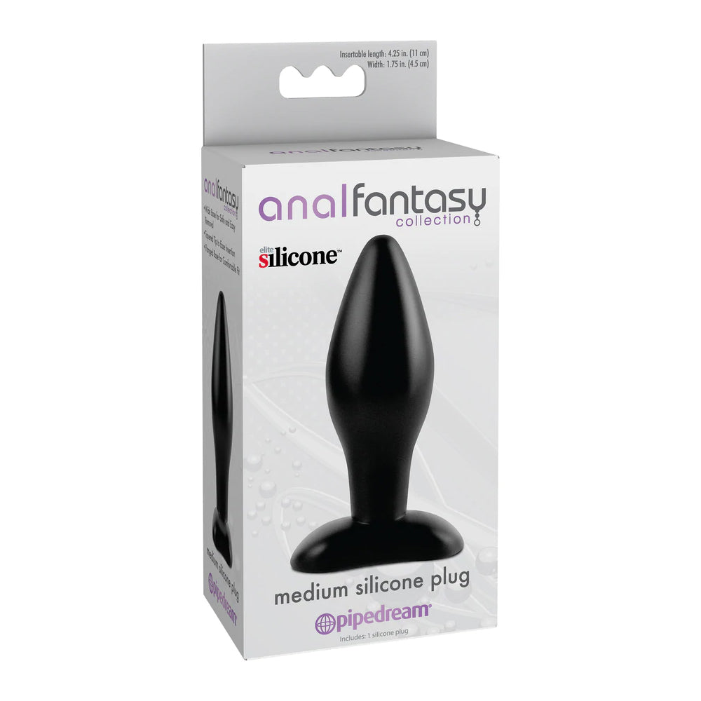 Anal Fantasy Collection Medium Silicone Plug Black | 603912331998 | Discreet Personal Wellness