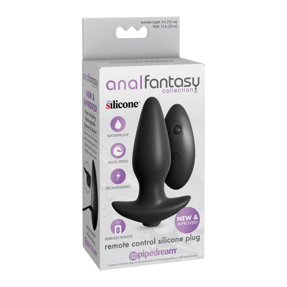 Anal Fantasy Collection Remote Control Silicone Plug Black | 603912332124 | Discreet Personal Wellness