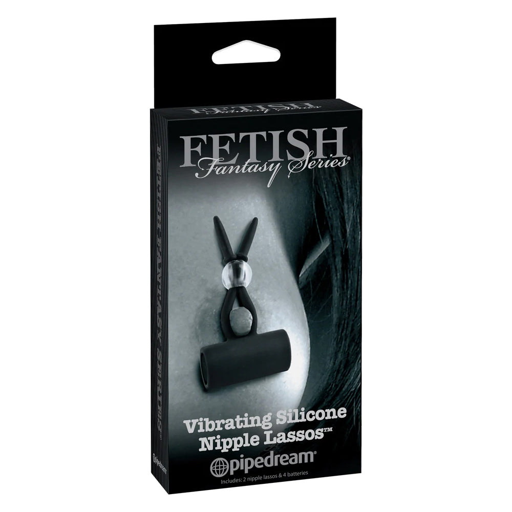 Fetish Fantasy Limited Edition Vibrating Silicone Nipple Lassos Black | 603912343427 | Discreet Personal Wellness