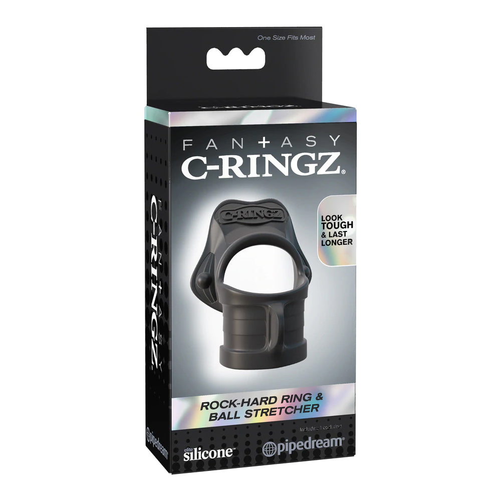 Fantasy C-Ringz Rock Hard Ring & Ball Stretcher Black | 603912358407 | Discreet Personal Wellness
