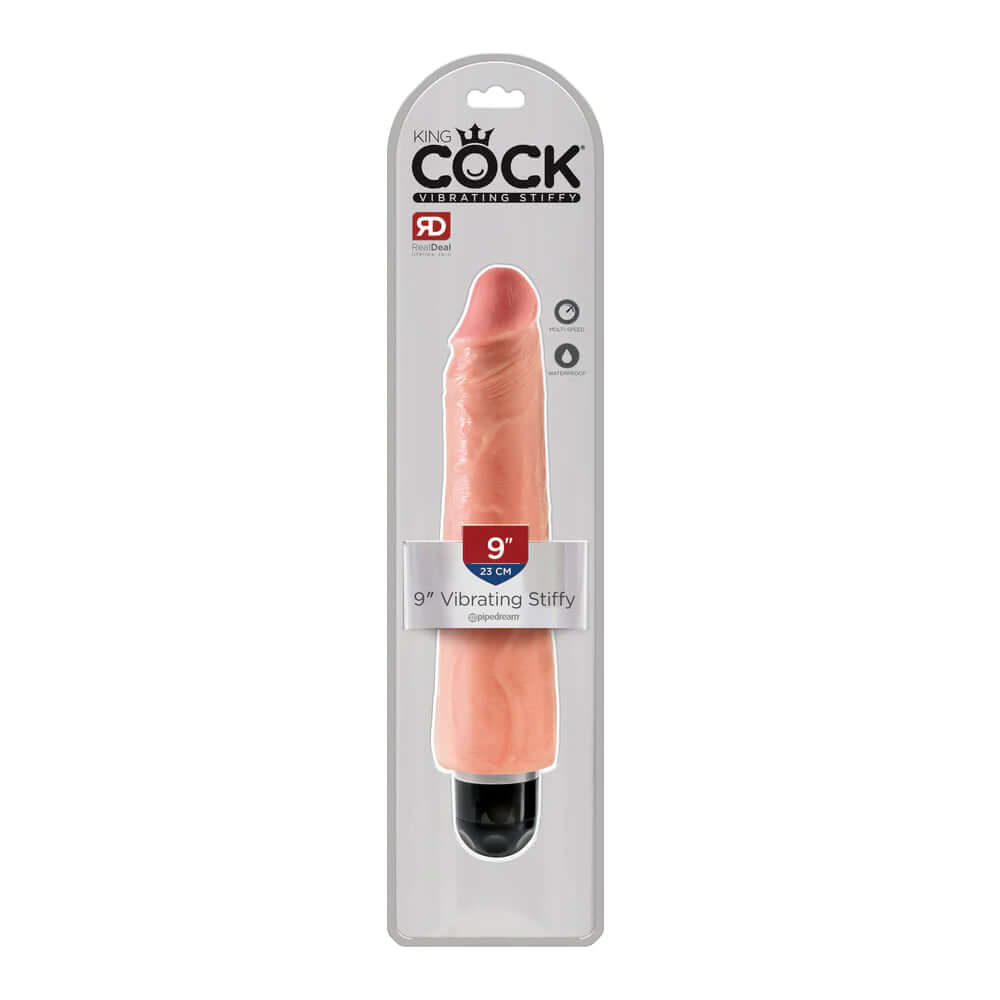 King Penis 9" Vibrating Stiffy Flesh | 603912743838 | Discreet Personal Wellness