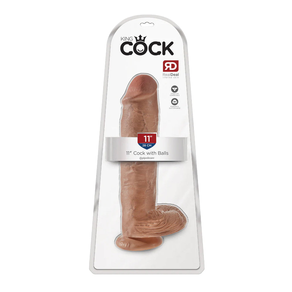 King Penis 11" Penis With Balls Tan | 603912746396 | Discreet Personal Wellness