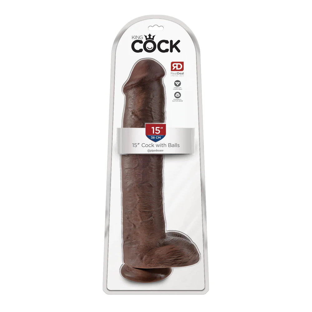 King Penis 15" Penis With Balls Brown | 603912746716 | Discreet Personal Wellness