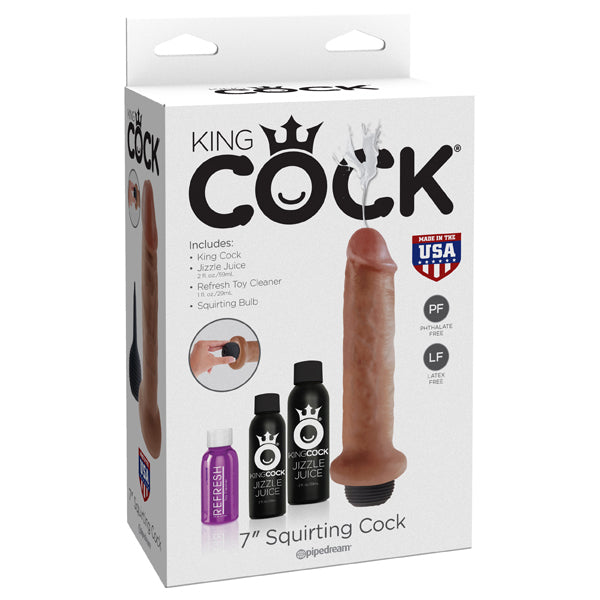 King Penis 7" Squirting Penis Tan | 603912753349 | Discreet Personal Wellness