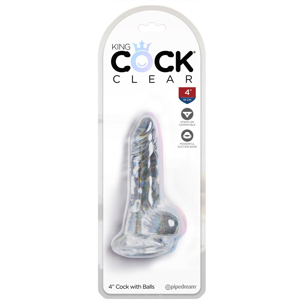 King Penis Clear 4" Penis With Balls | 603912758801 | Discreet Personal Wellness