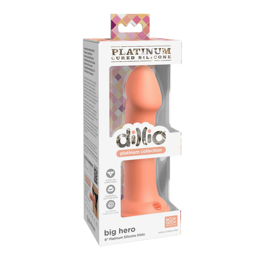 Dillio Platinum Big Hero 6'' Peach | 603912772777 | Discreet Personal Wellness
