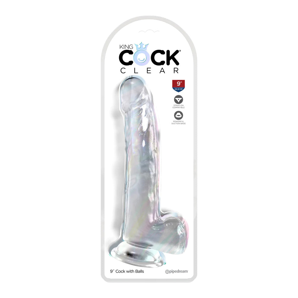 King Penis Clear 9" With Balls Clear | 603912774658 | Discreet Personal Wellness
