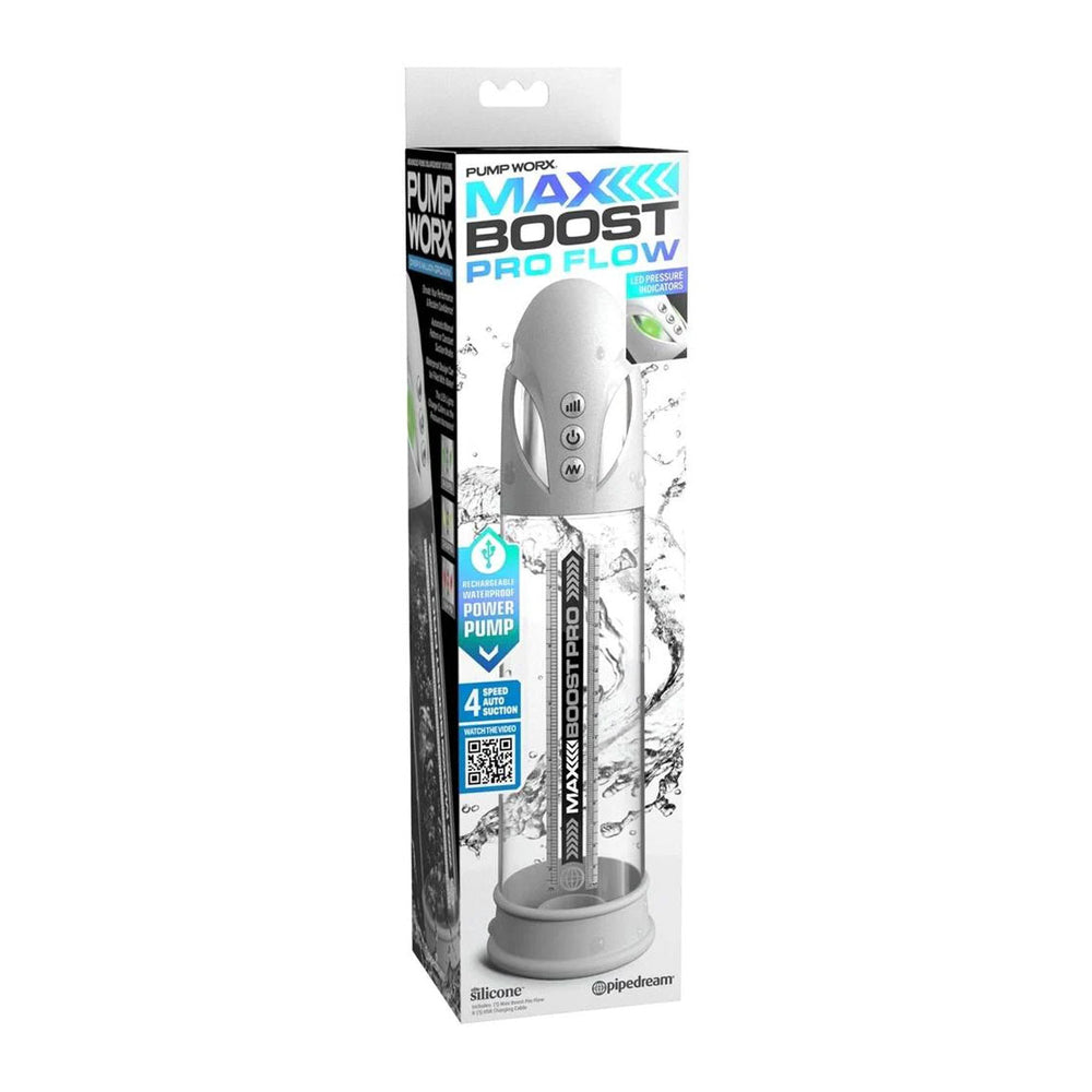 Pump Worx Max Boost Pro Flow White/Clear | 603912775211 | Discreet Personal Wellness
