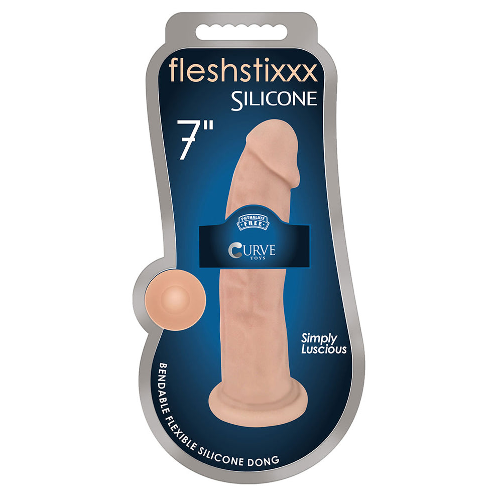 Fleshstixxx 7" Silicone Dildo Vanilla | 653078940121 | Discreet Personal Wellness