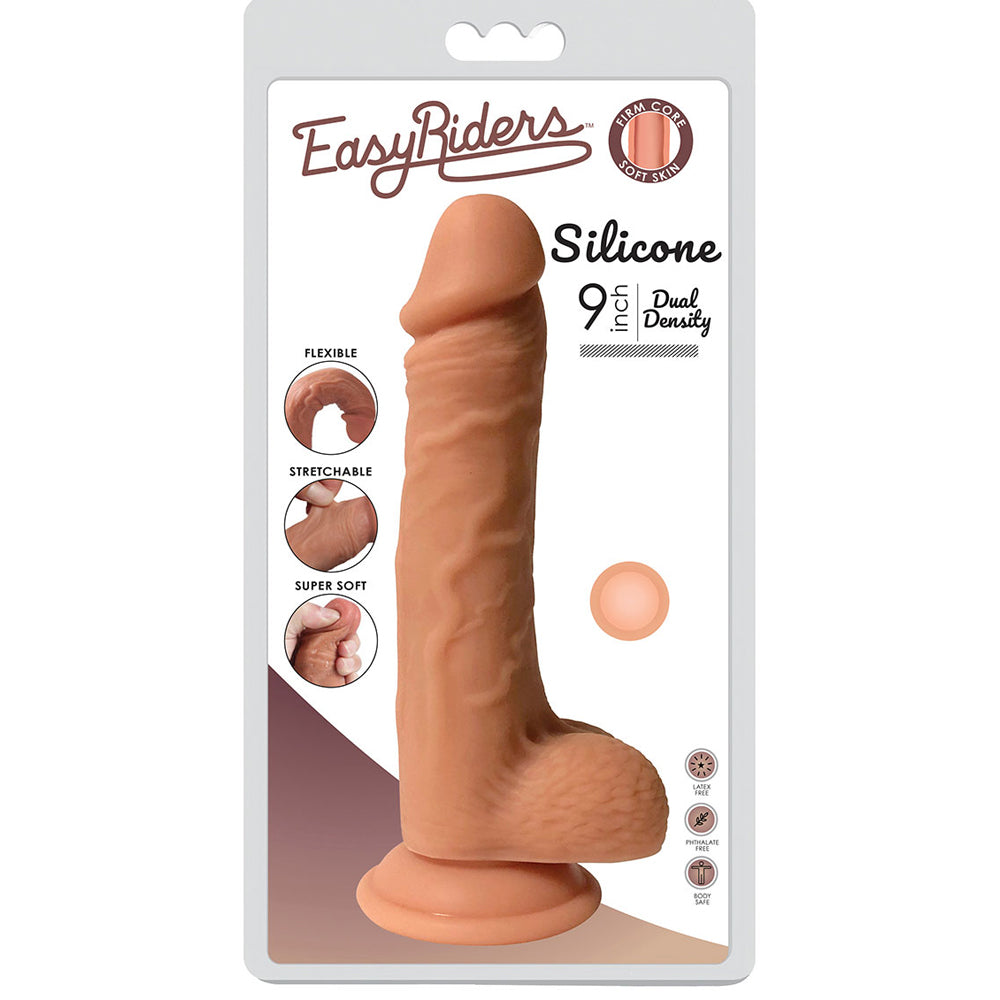 Easy Riders 9" Dual Density Silicone Penis With Balls | 653078941050 | Discreet Personal Wellness