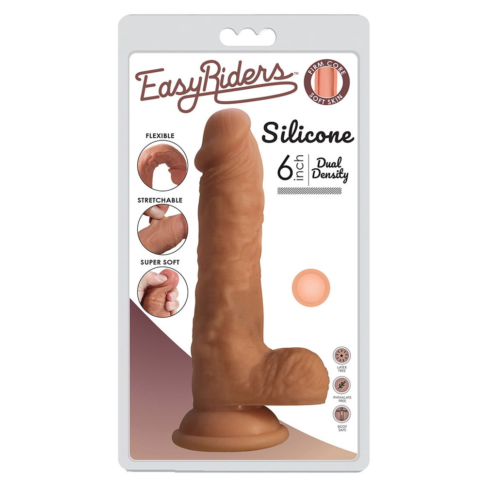 Easy Riders 6" Dual Density Silicone Penis With Balls | 653078942941 | Discreet Personal Wellness