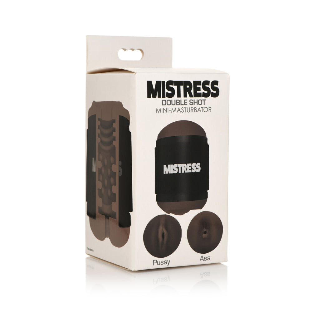 Mistress Double Shot Mini Masturbator Vagina & Ass Dark | 653078943207 | Discreet Personal Wellness