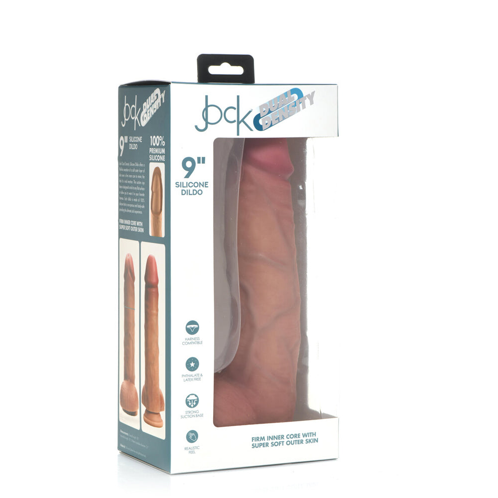 Jock 9" Dual Density Silicone Dildo With Balls Light | 653078943283 | Discreet Personal Wellness