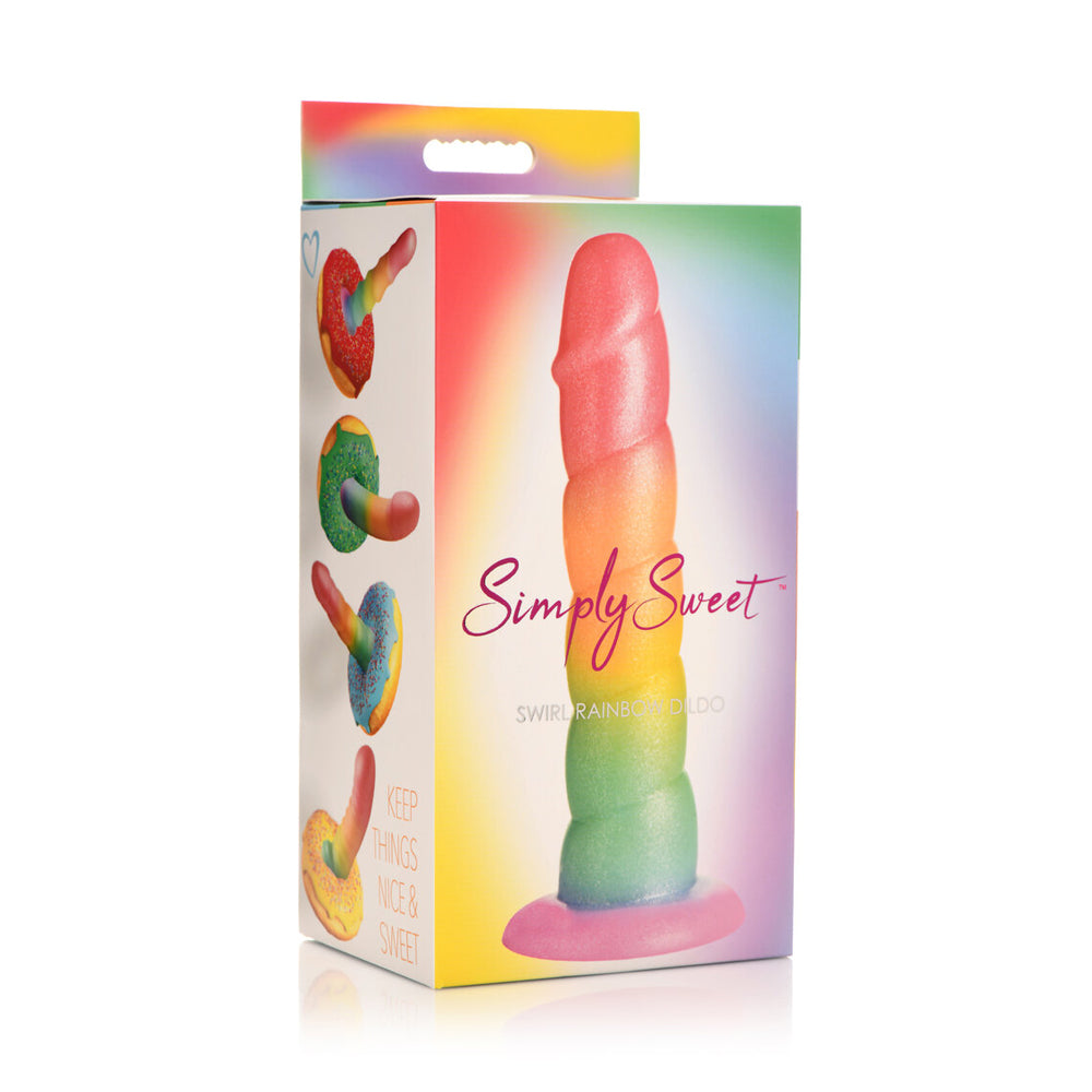 Simply Sweet 6.5" Swirl Rainbow Dildo | 653078943658 | Discreet Personal Wellness