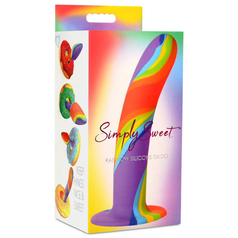 Simply Sweet Rainbow Silicone Dildo | 653078944211 | Discreet Personal Wellness