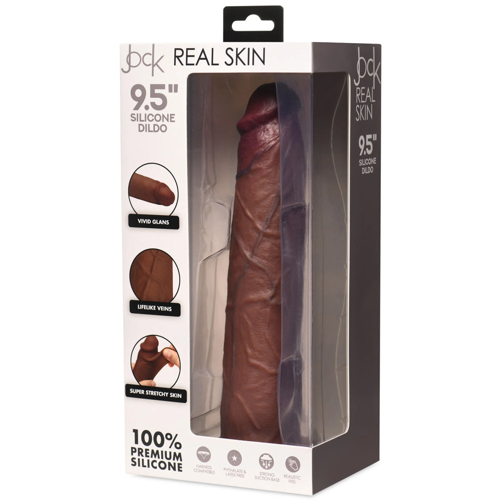 Jock Real Skin 9.5" Silicone Dildo Dark | 653078944778 | Discreet Personal Wellness