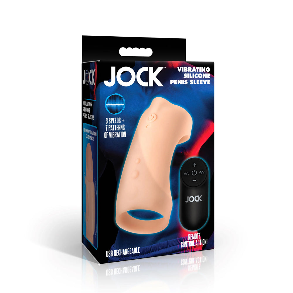 Jock Vibrating Silicone Penis Sleeve Light | 653078944938 | Discreet Personal Wellness