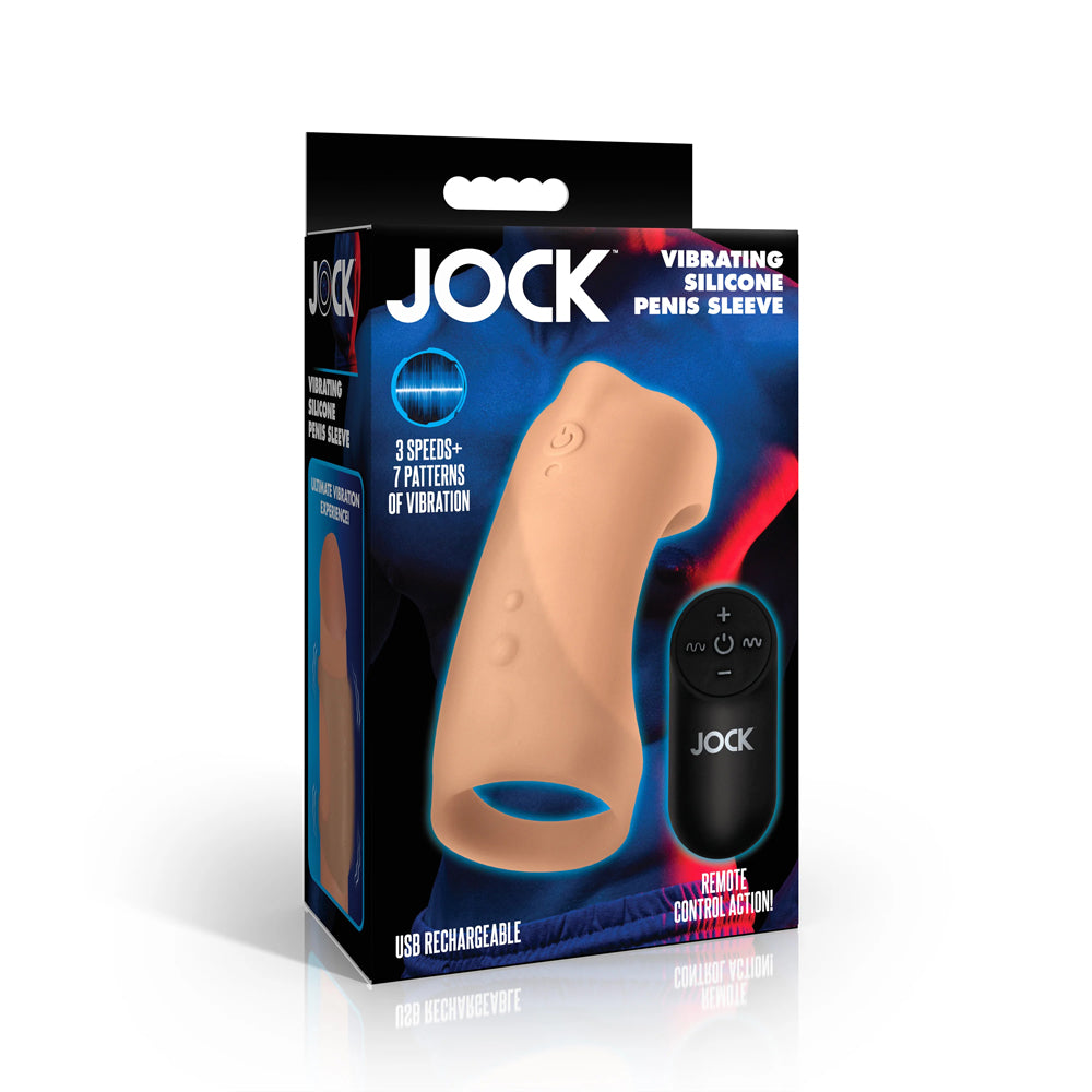 Jock Vibrating Silicone Penis Sleeve Medium | 653078944945 | Discreet Personal Wellness