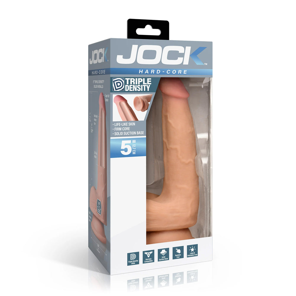 Jock Hard-Core 5" Triple Density Dildo With Balls | 653078945027 | Discreet Personal Wellness