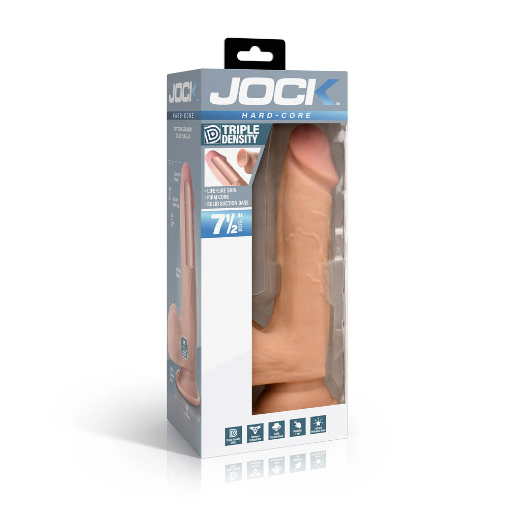 Jock Hard-Core 7.5" Triple Density Dildo With Balls | 653078945034 | Discreet Personal Wellness