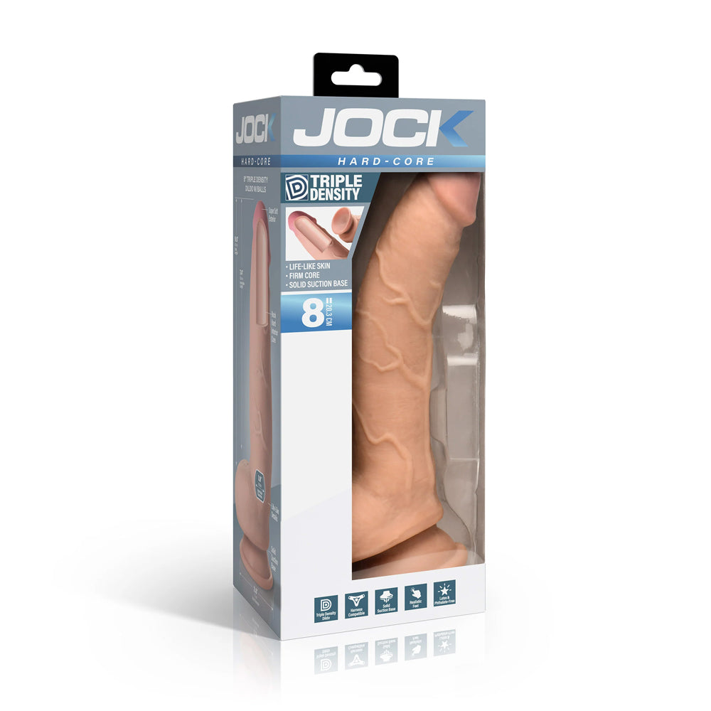 Jock Hard-Core 8" Triple Density Dildo With Balls | 653078945041 | Discreet Personal Wellness
