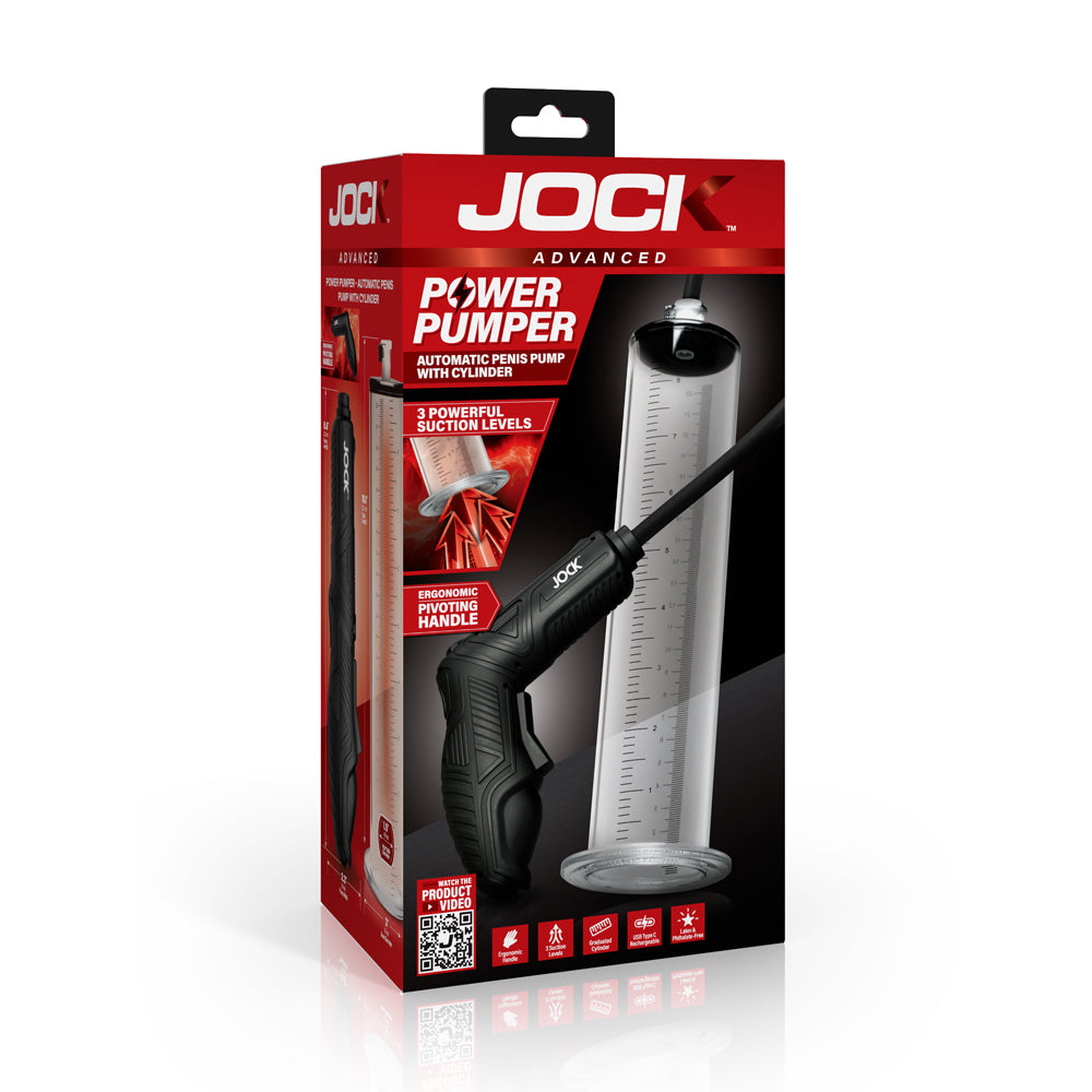 Jock Power Pumper Automatic Penis Pump With Cylinder | 653078945058 | Discreet Personal Wellness