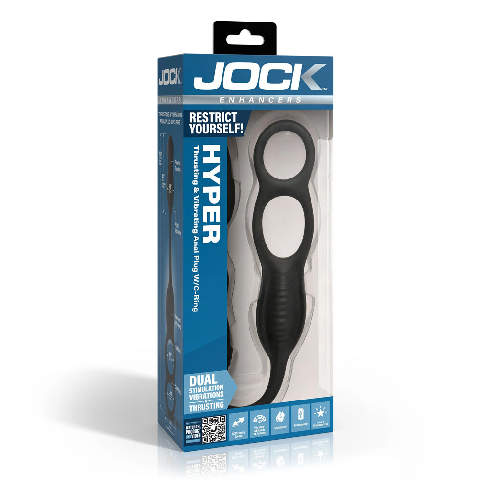 Jock Hyper Thrusting And Vibrating Anal Plug With C-Ring | 653078945126 | Discreet Personal Wellness