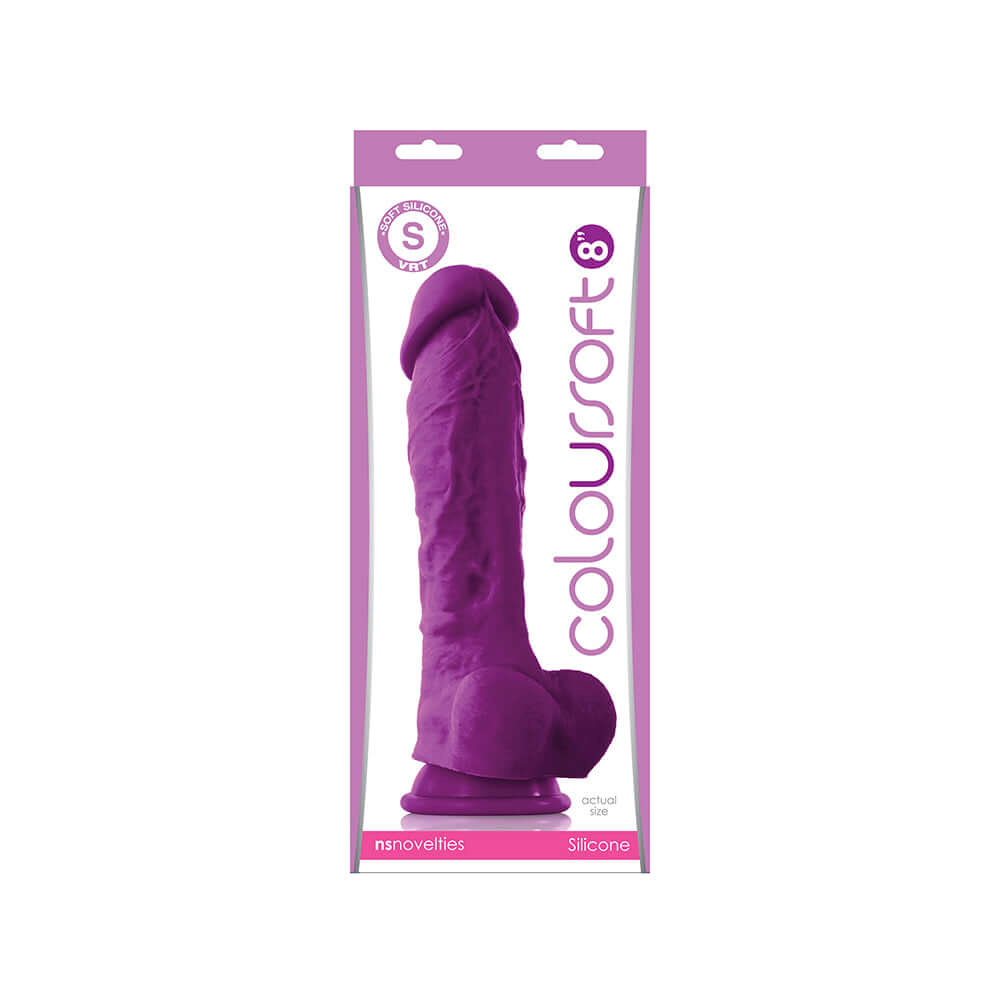 Colour-Soft 8" Soft Dildo Purple | 657447098444 | Discreet Personal Wellness