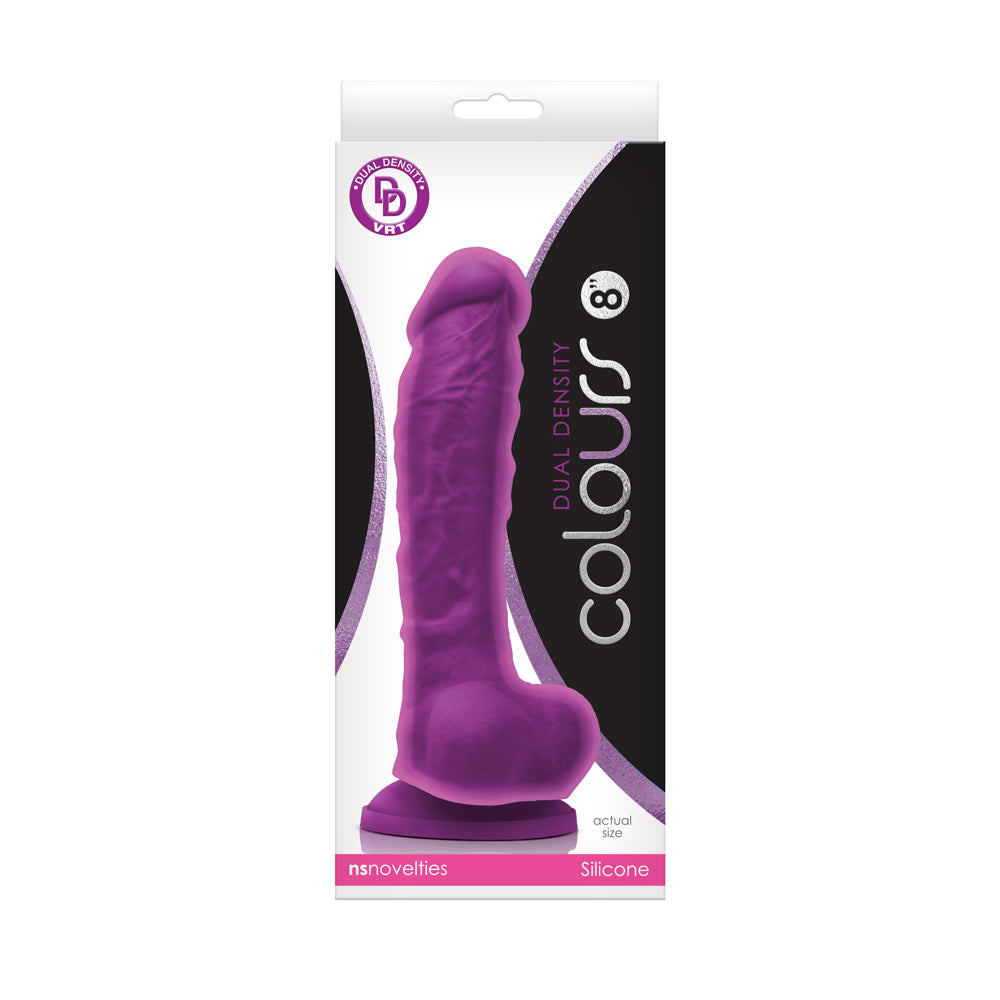 Colours Dual Density 8" Dildo Purple | 657447100178 | Discreet Personal Wellness